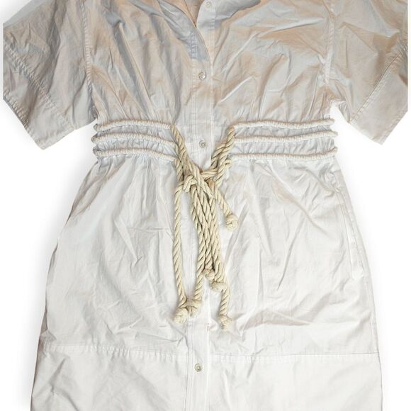 AKNVAS Fiona Rope Belt White Mini Shirtdress - Picture 6 of 13